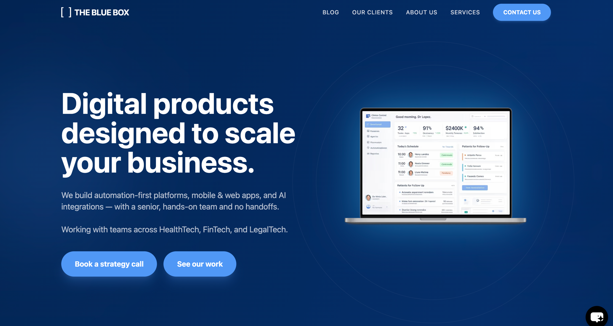 The Blue Box — Landing Page
